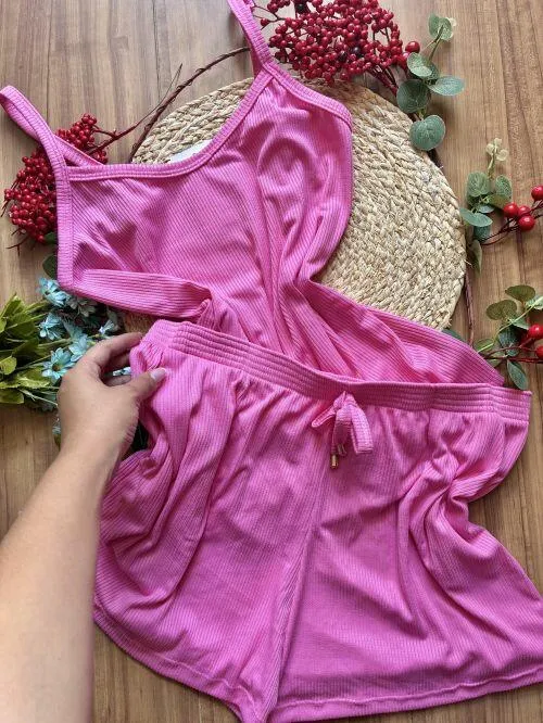 Pijama Canelado Plus Com Bolso - Detalhe