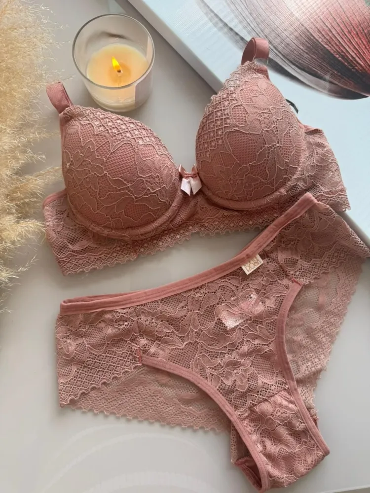 CONJUNTO LINDA ROSA C/BOJO  - Rosa seco (rendas variadas)