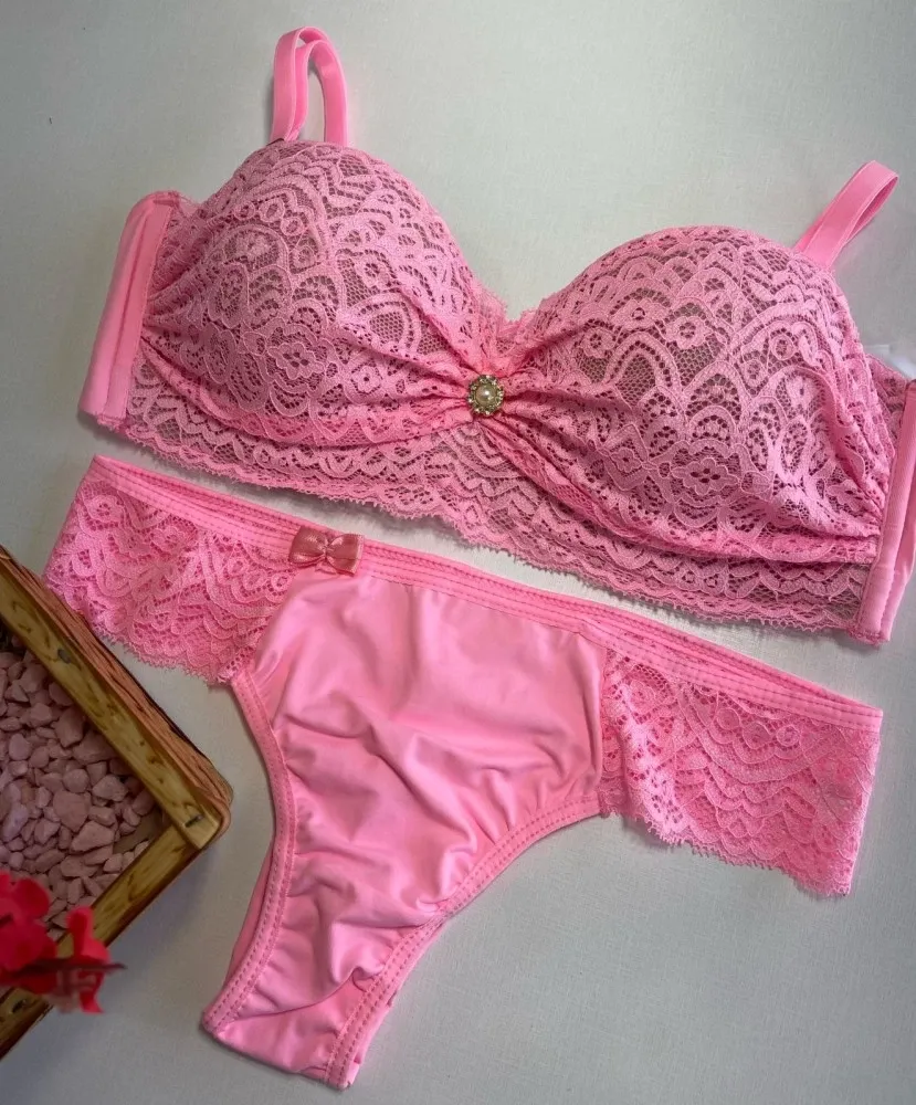 CONJUNTO TOMARA QUE CAIA + ALCINHA ULTRA LUXO BRIELA - Rosa Chiclete (Rendas Variadas) 1