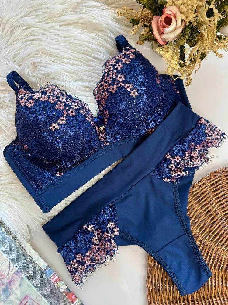 CONJUNTO ULTRA LUXO EMANUELLI  - Azul marinho