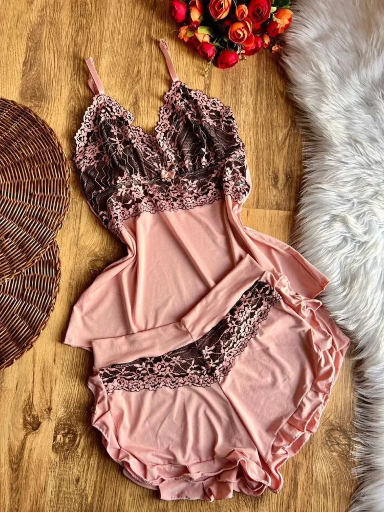 BABY DOLL FLUFLU PLUS SIZE  - rendas bicolor 6