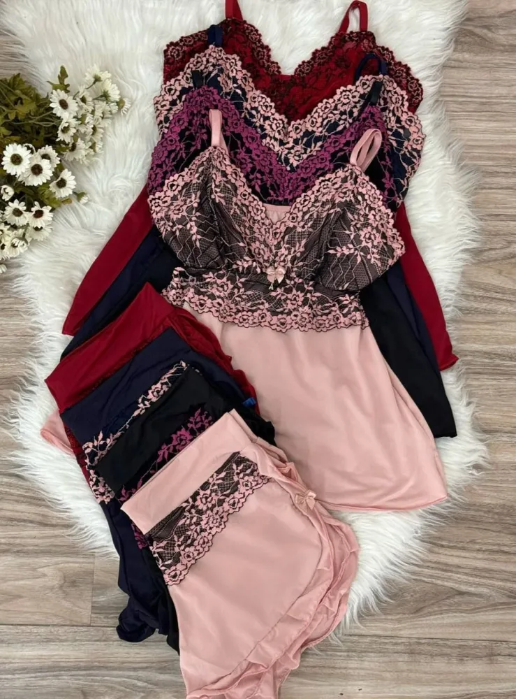 BABY DOLL FLUFLU PLUS SIZE  - rendas bicolor 3