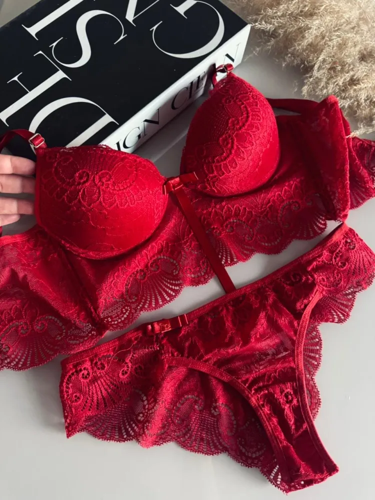 CONJUNTO C/BOJO ELISA ULTRA LUXO - Vermelho (rendas variadas) 0