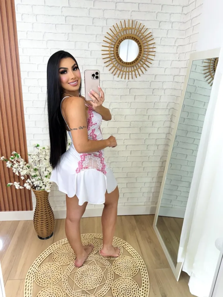 CAMISOLA S/BOJO + Calcinha MARA  - rendas cilios bicolor 3