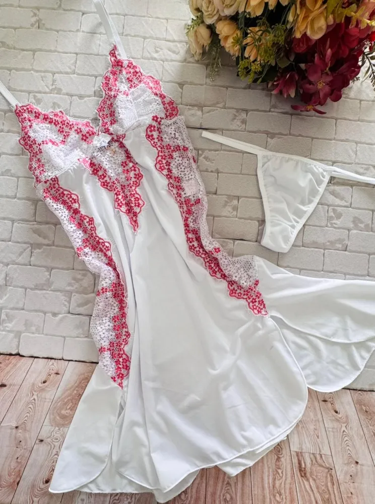 CAMISOLA S/BOJO + Calcinha MARA  - rendas cilios bicolor 4