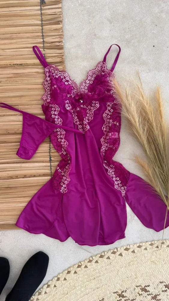 CAMISOLA S/BOJO + Calcinha MARA  - rendas cilios bicolor 6