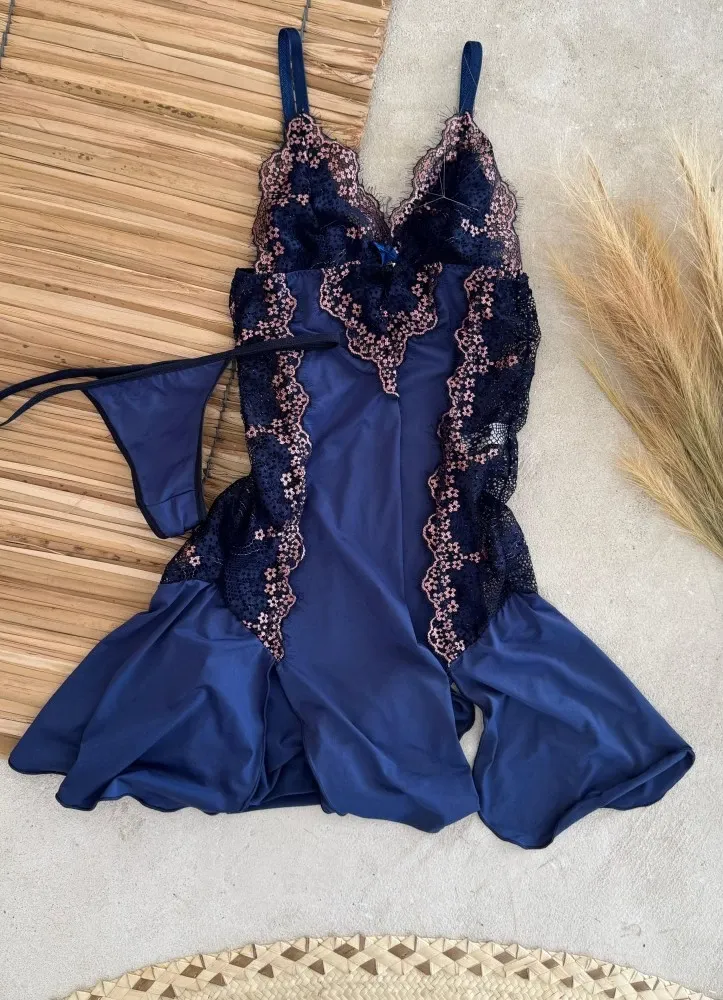 CAMISOLA S/BOJO + Calcinha MARA  - rendas cilios bicolor 7