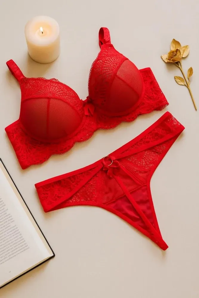 CONJUNTO FIO RENDA SEXY LR  - Vermelho 3