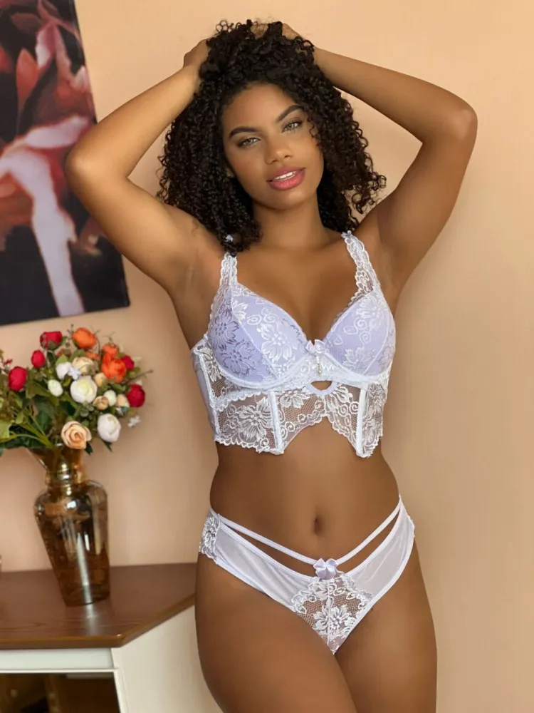 CONJUNTO CROPPED ULTRA LUXO ÍSIS - Branco (rendas variadas) 4