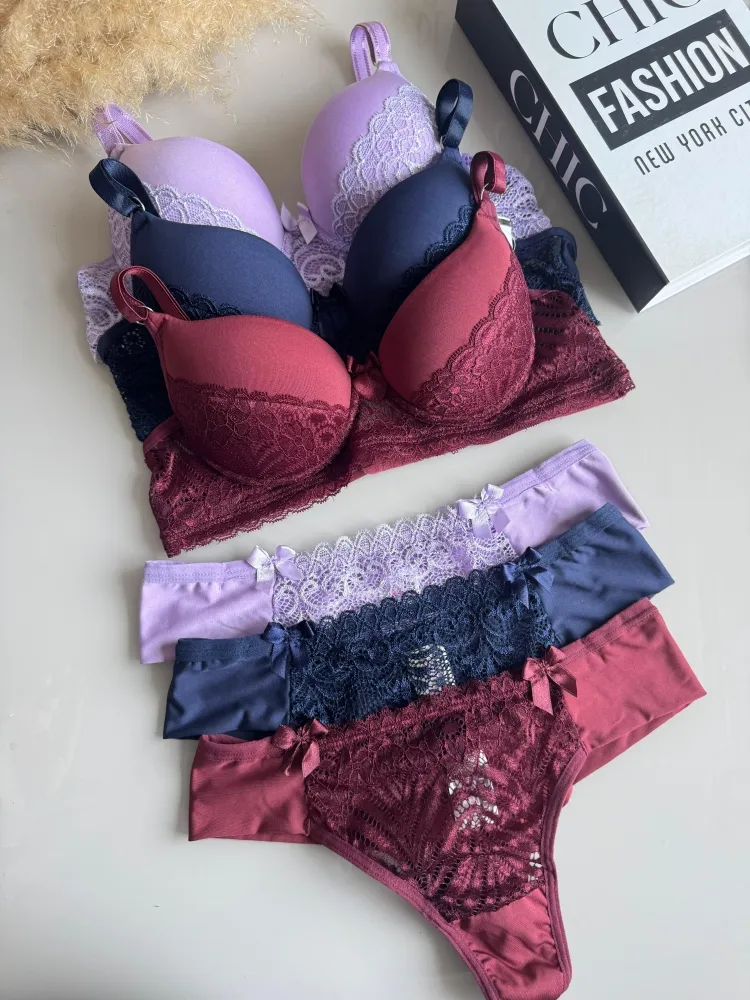 CONJUNTO C/BOJO LR  - VINHO (rendas variadas) - Detalhe