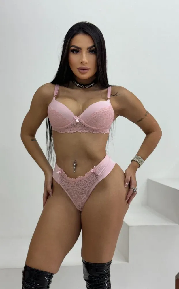 Conjunto Linda Rosa - Rosa bb (rendas variadas) 3