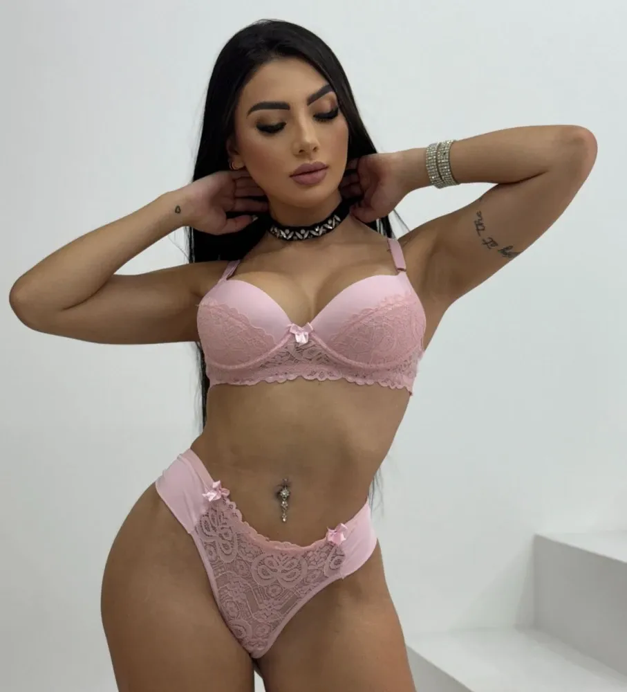 Conjunto Linda Rosa - Rosa bb (rendas variadas) 2