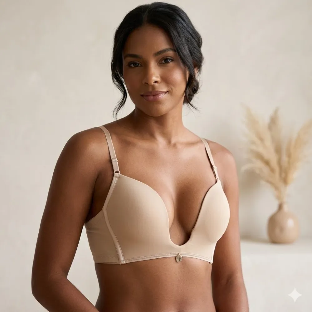 SUTIÃ DECOTE PROFUNDO COMFY  - Bege