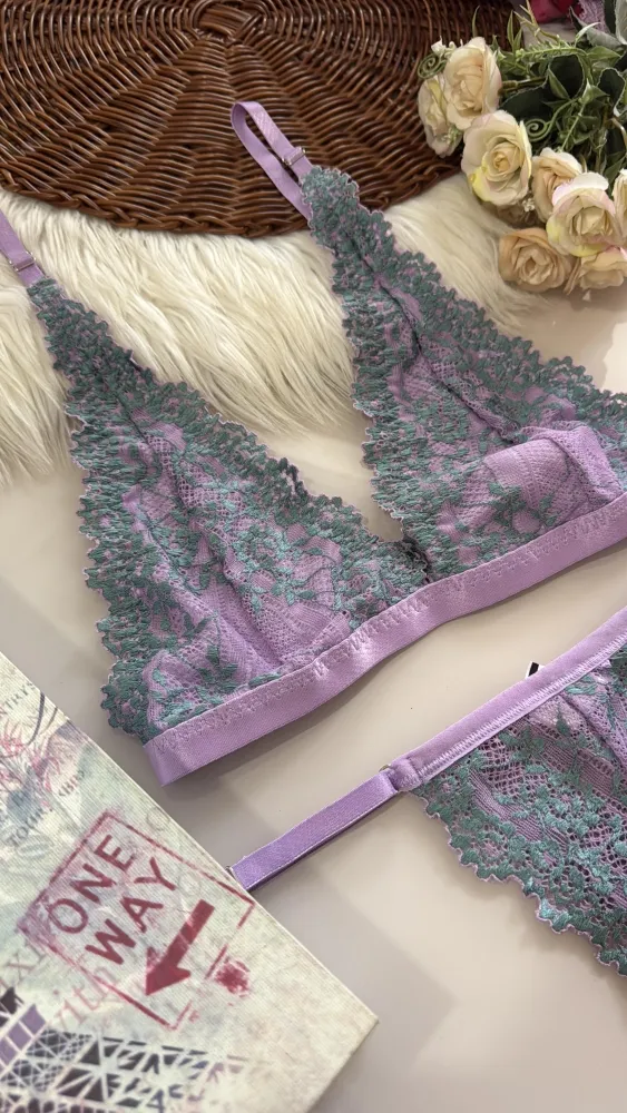 CONJUNTO S/BOJO BICOLOR JULIA  - LILÁS - Detalhe