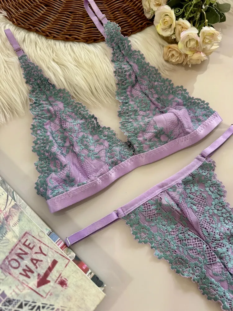 CONJUNTO S/BOJO BICOLOR JULIA  - LILÁS