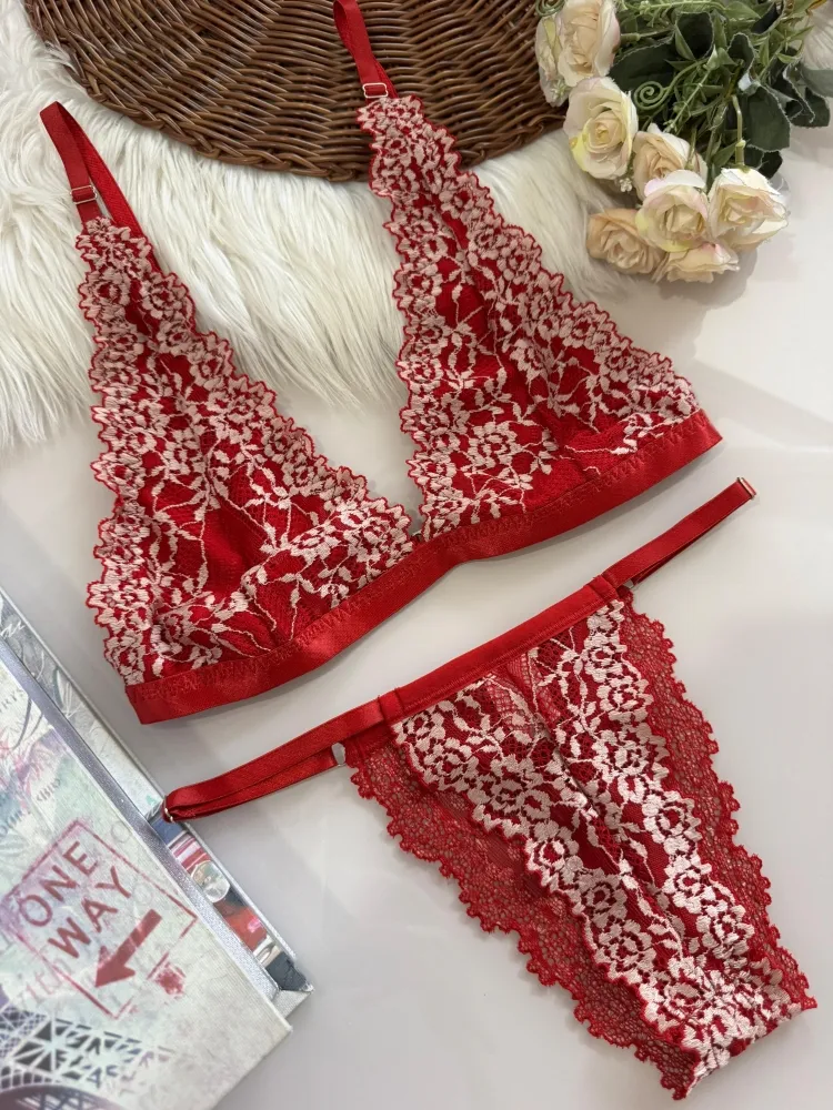 CONJUNTO S/BOJO BICOLOR JULIA  - VERMELHO