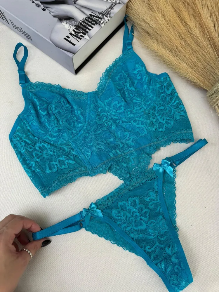 Conjunto s/bojo cropped Scarlet - Turquesa 0