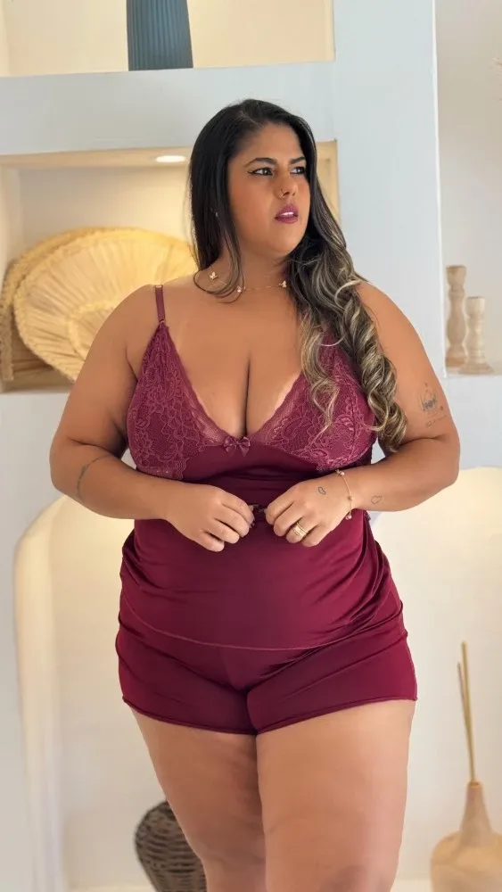 Baby dool Plus Size Katia  - Vinho