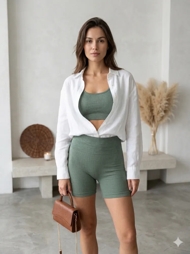 CONJUNTO FITNESS IMPORTADO  - VERDE ESCURO - Detalhe