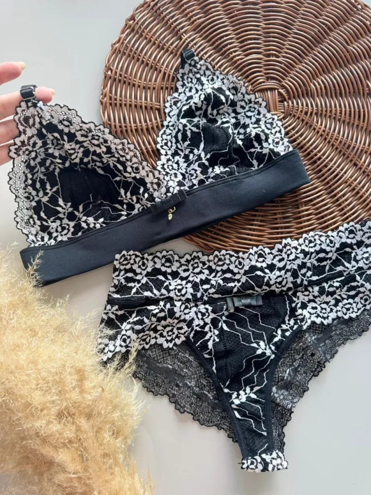 CONJUNTO S/BOJO CAROLINA  - PRETO C/BRANCO