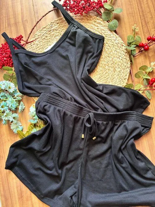 Pijama Canelado Plus Com Bolso - Detalhe