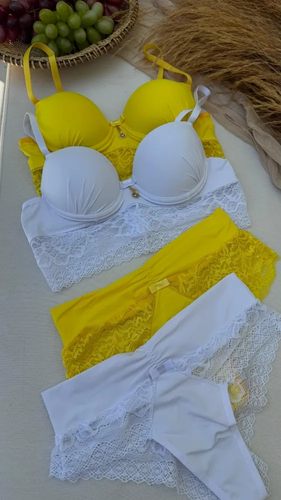 CONJUNTO C/BOJO LAVINIA  - AMARELO - Detalhe