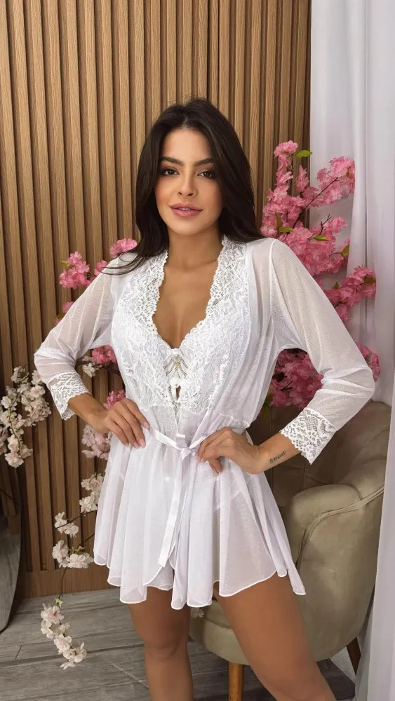 ROBE TULE DÉBORA (conjunto Isis vendido separadamente) - Branco (rendas variadas) 1