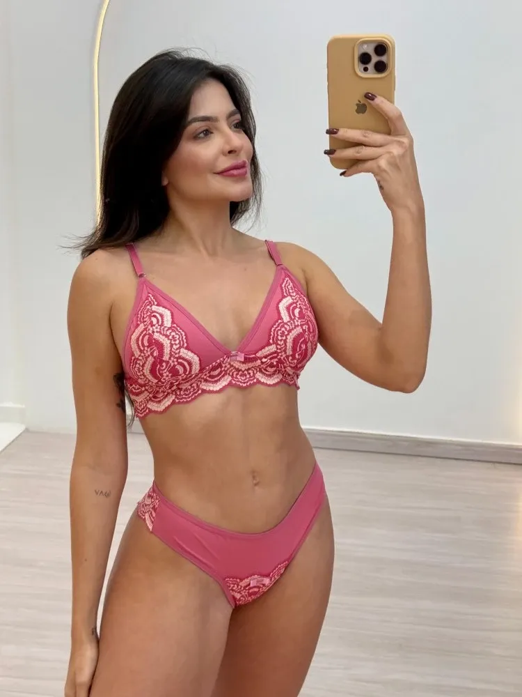 CONJUNTO S/ BOJO LUXO BICOLOR  - ROSÉ