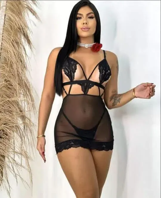 CAMISOLA SENSUAL + CALCINHA LUIZA  - Preto