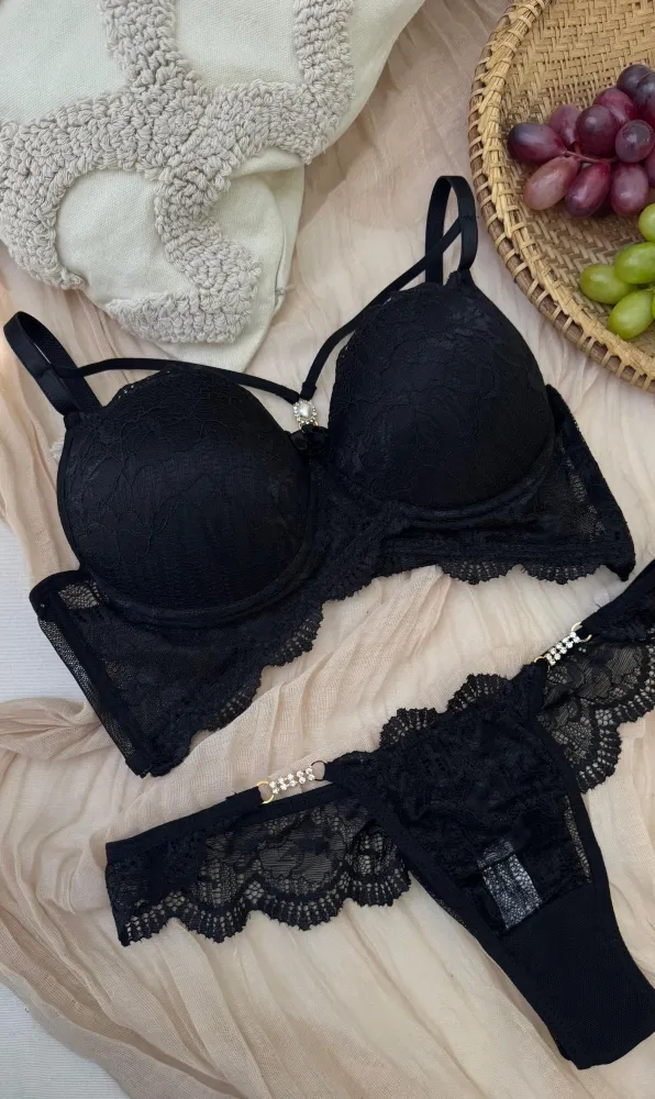 CONJUNTO STRAPPY PAULINE  - PRETO - Detalhe