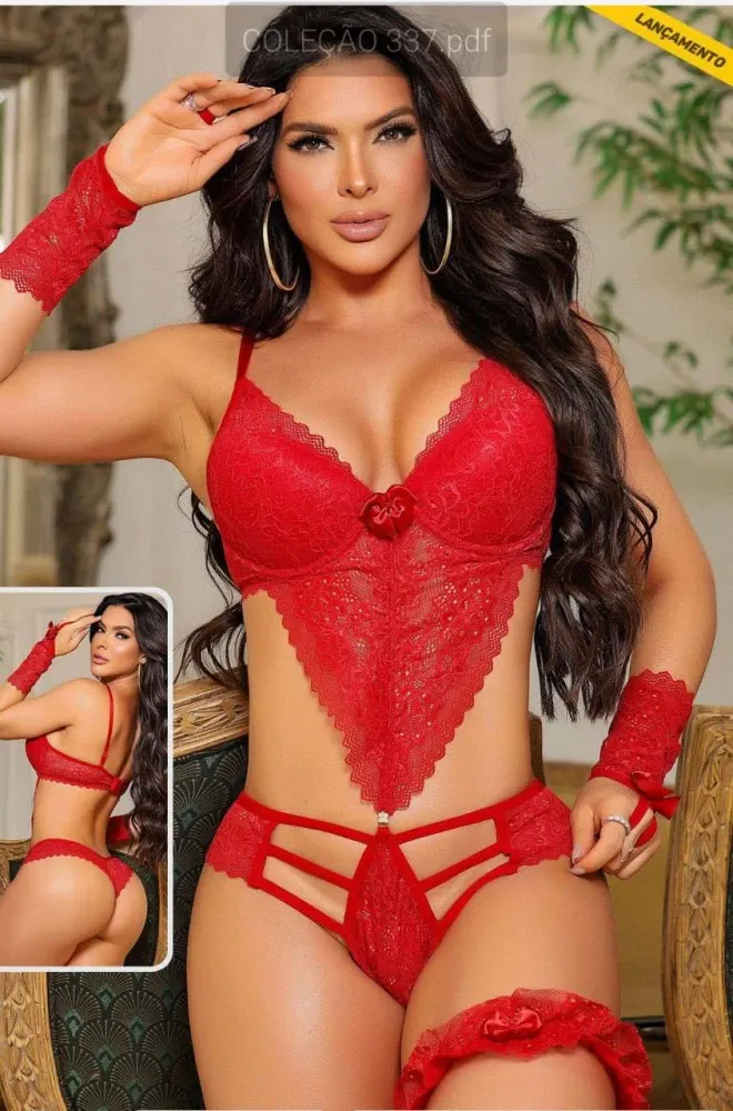BODY SENSUAL EMANUELLA - as rendas variadas (acompanha perneira + luvinha) 3