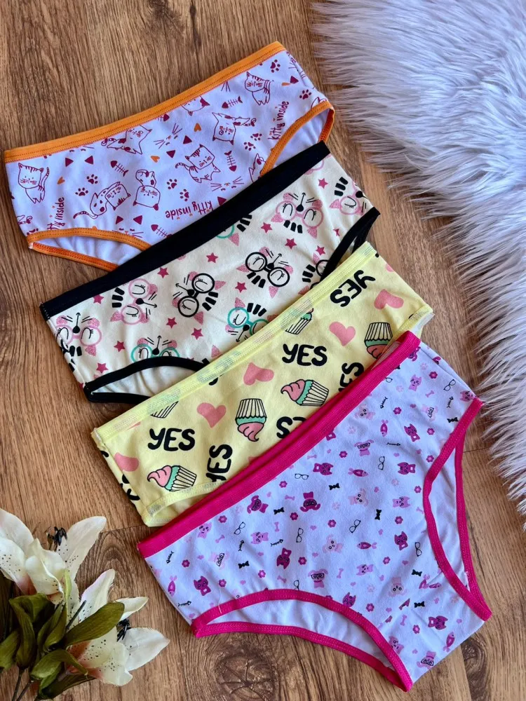 CALCINHA INFANTIL ALGODÃO VIÉS  (não é possível escolher estampa - estampas variadas) - Detalhe