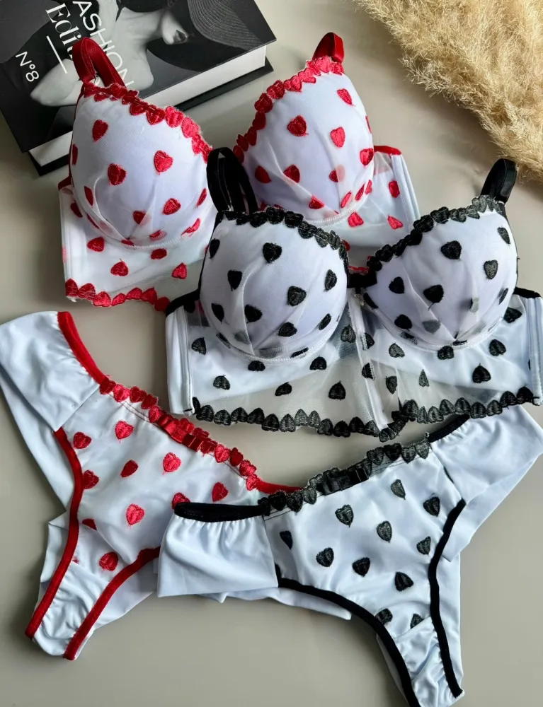 CONJUNTO C/BOJO SENSAÇÃO  - BRANCO C/VERMELHO - Detalhe