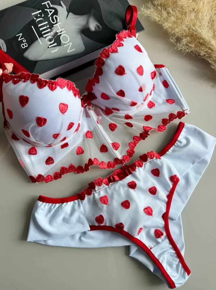 CONJUNTO C/BOJO SENSAÇÃO  - BRANCO C/VERMELHO