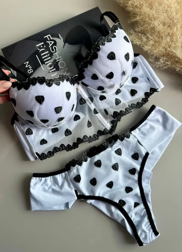 CONJUNTO C/BOJO SENSAÇÃO  - BRANCO C/PRETO