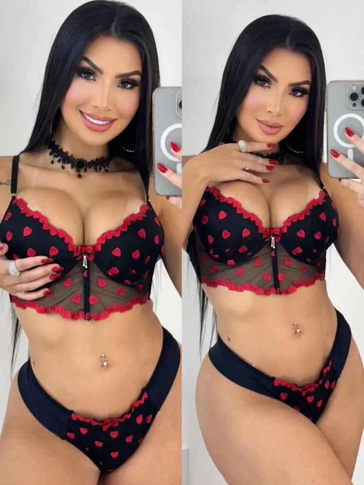 CONJUNTO C/BOJO SENSAÇÃO BRIELA  - PRETO C/VERMELHO