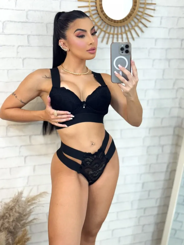 CONJUNTO LUXO JOELMA - PRETO (rendas variadas) 0