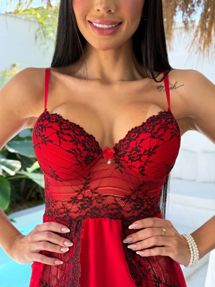 CAMISOLA C/BOJO+ Calcinha CECILIA - Detalhe