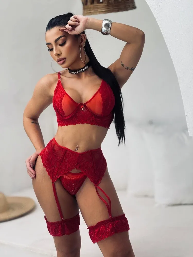 CINTA LIGA ANGÉLICA - Vermelho (rendas variadas) 0