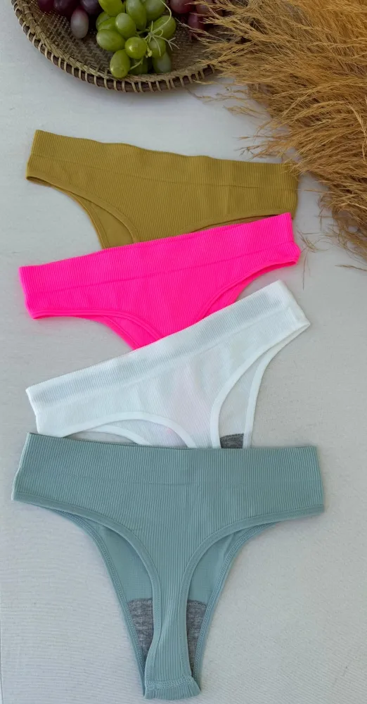 CALCINHA MEIA IMPORTADA FIO COLORIDA (não é possível escolher cor - cores variadas) - Detalhe