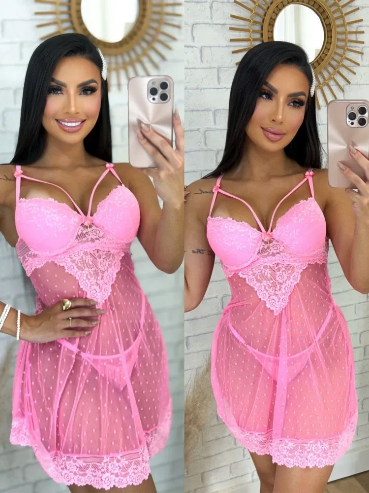 CAMISOLA C/BOJO STRAPPY CELINA  - RENDA ROSA PANTERA (rendas variadas)