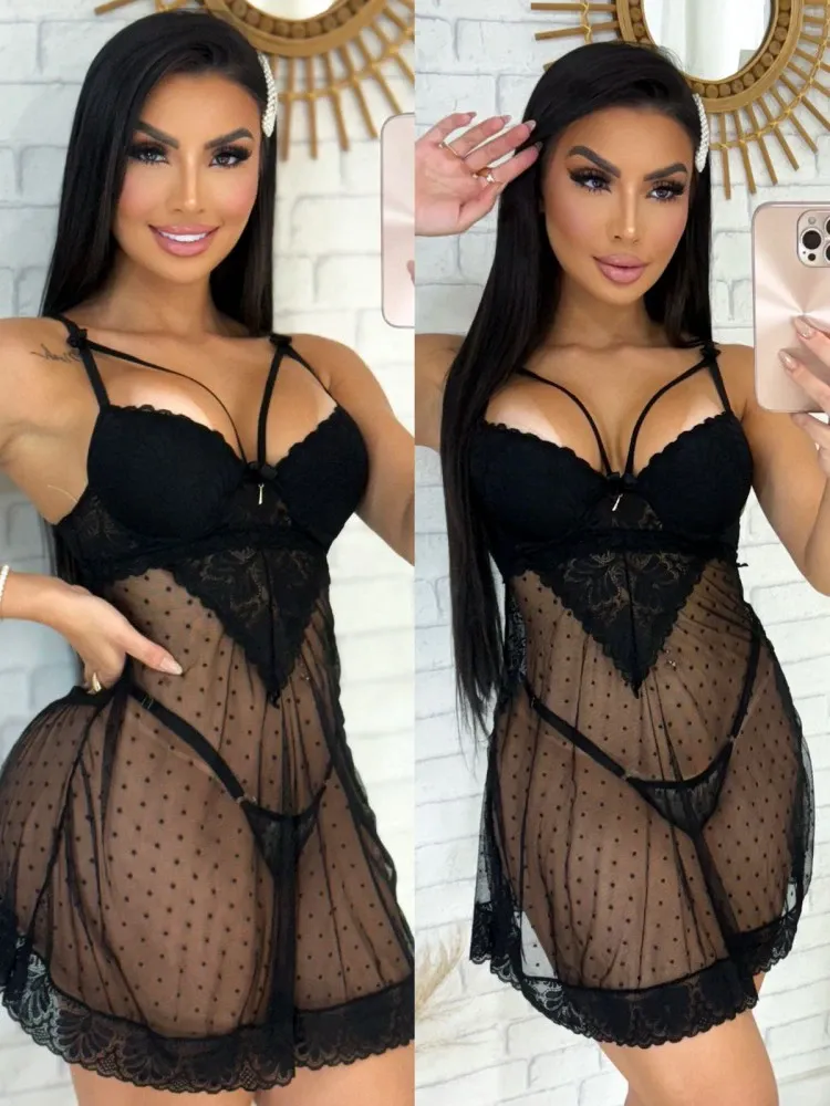 CAMISOLA C/BOJO STRAPPY CELINA  - RENDA PRETO (rendas variadas)