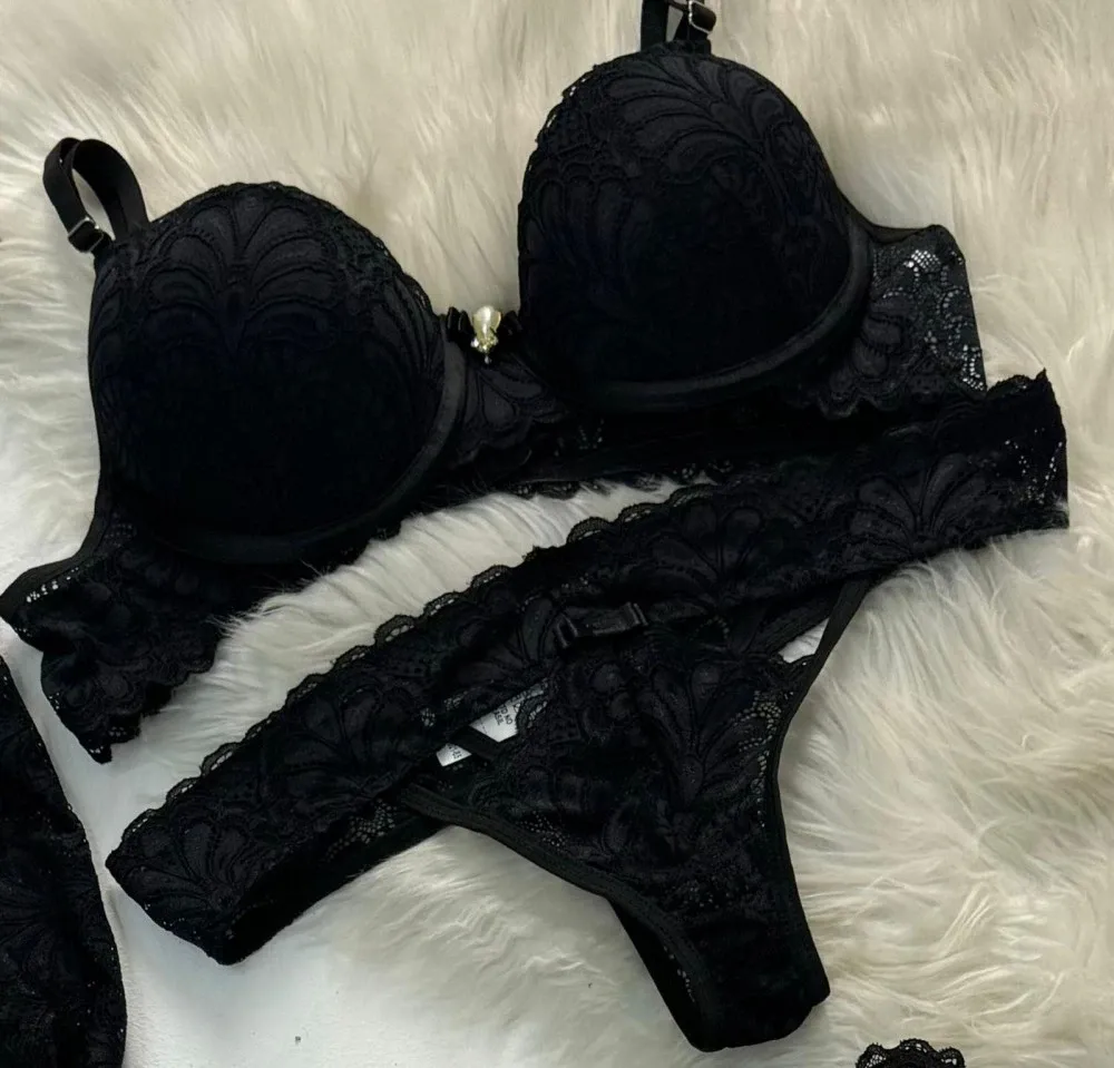 CONJUNTO ULTRA LUXO ROSE - Preto (rendas variadas) 3