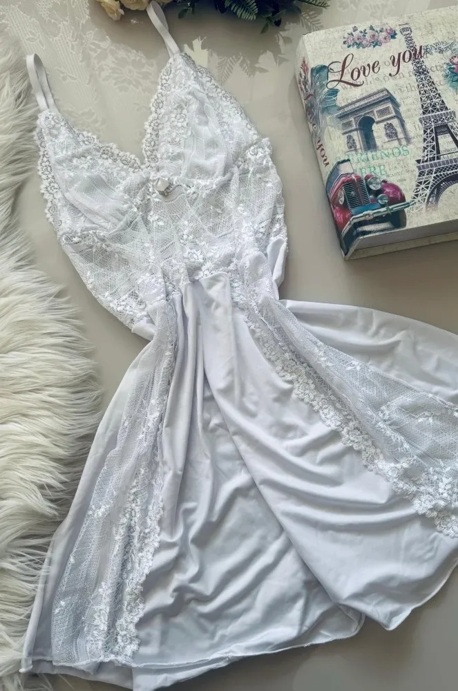 CAMISOLA S/BOJO PLUS SIZE CECILIA  - BRANCA - Detalhe