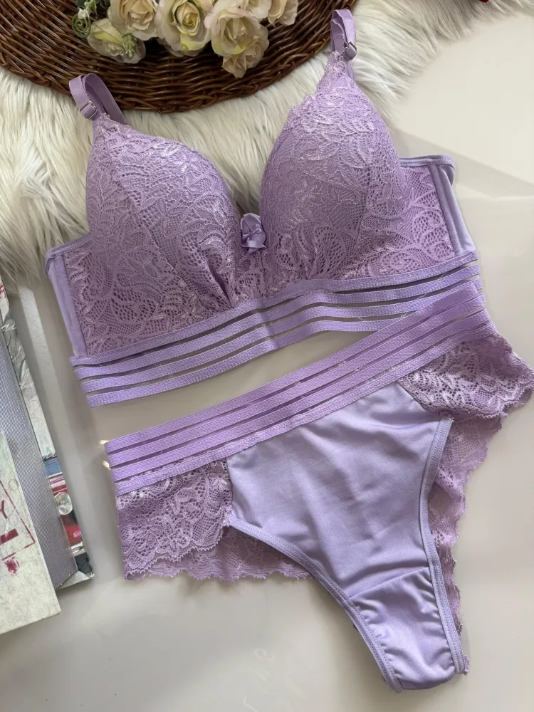 CONJUNTO CATARINA ULTRA LUXO  - Lilás (rendas variadas)