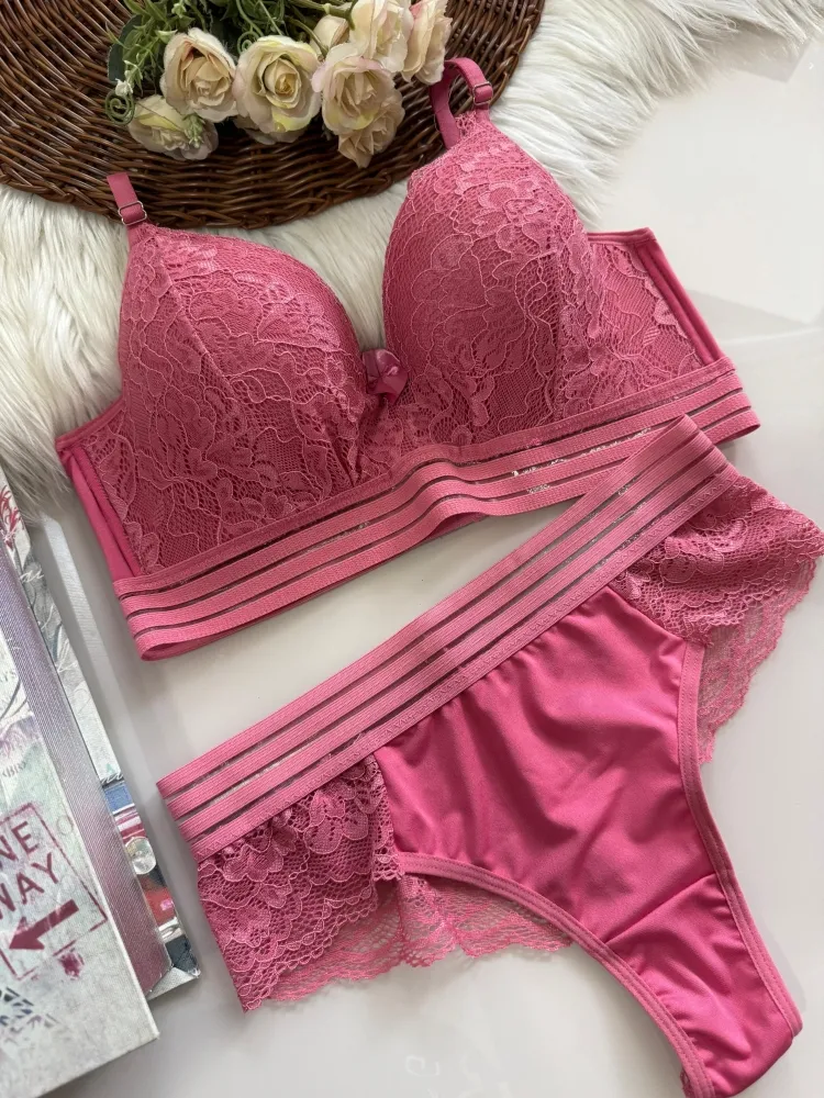 CONJUNTO C/ BOJO ULTRALUXO CATARINA  - Sandia (rendas variadas)