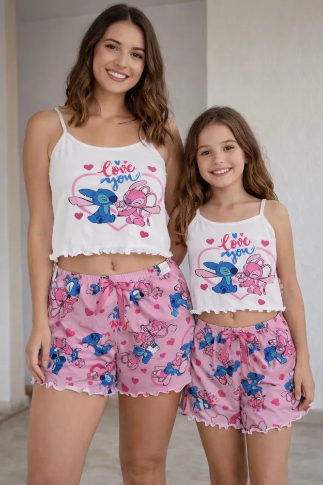 KIT MAE E FILHA SUEDE REF 602S/702S - STITCH LOVE YOU