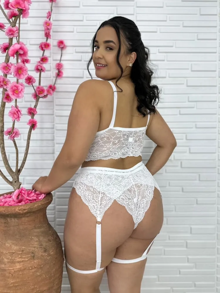 CINTA LIGA PLUS SIZE NATHY - Branco - Detalhe